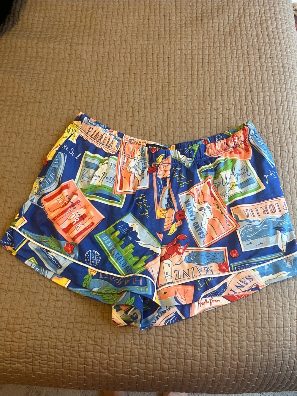 Kate Spade Navy Vintage Travel Print Lounge Shorts